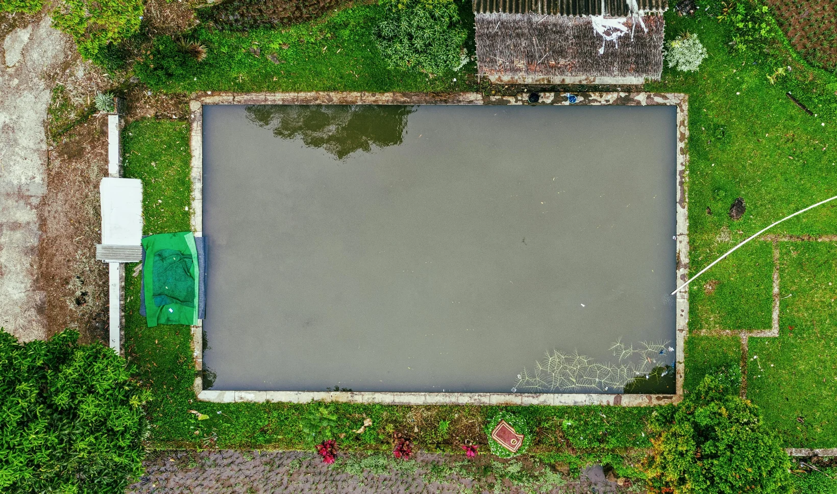 Rechteckiges Wasserbecken von oben