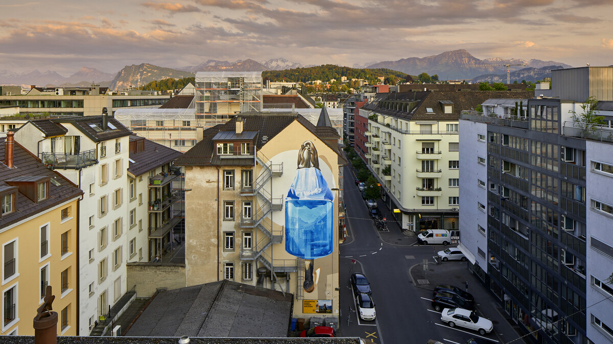Wandbild Klimaschutz Luzern Abendstimmung