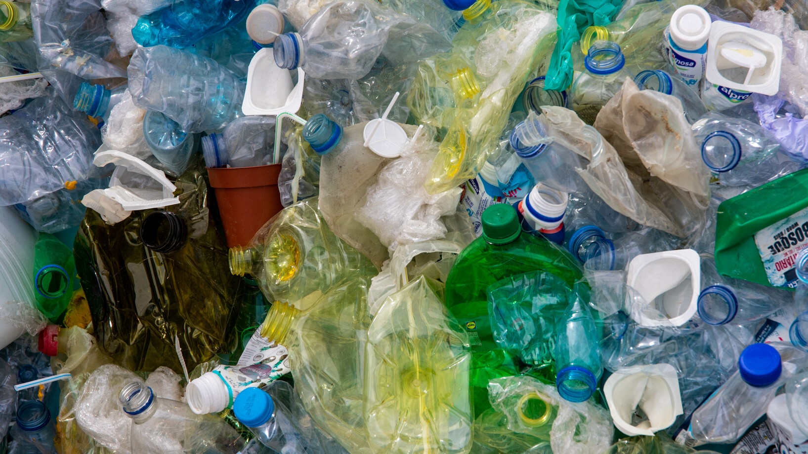 Close up photo of plastic bottles