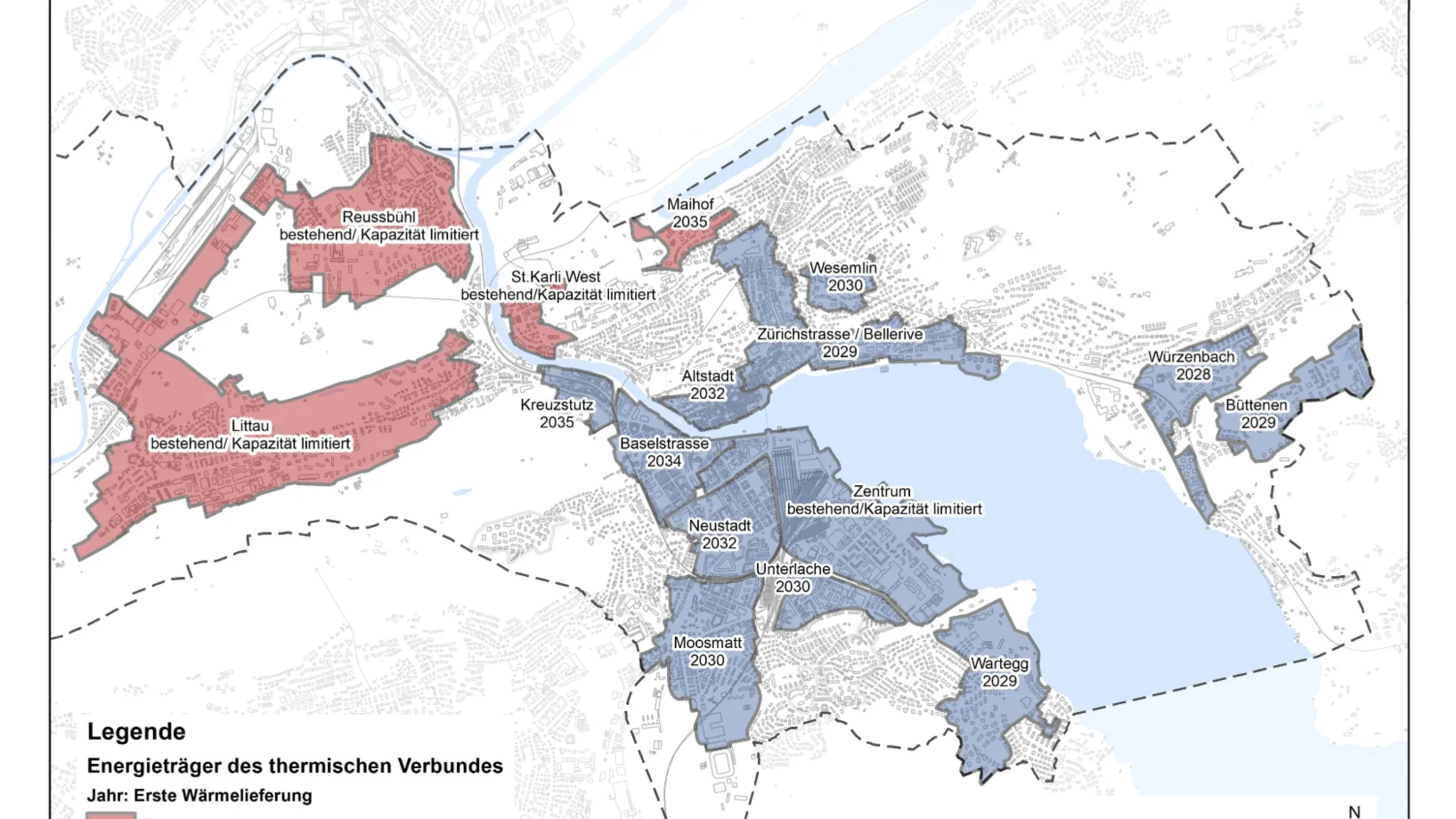 Karte leitungsgebundene Versorgung durch ewl