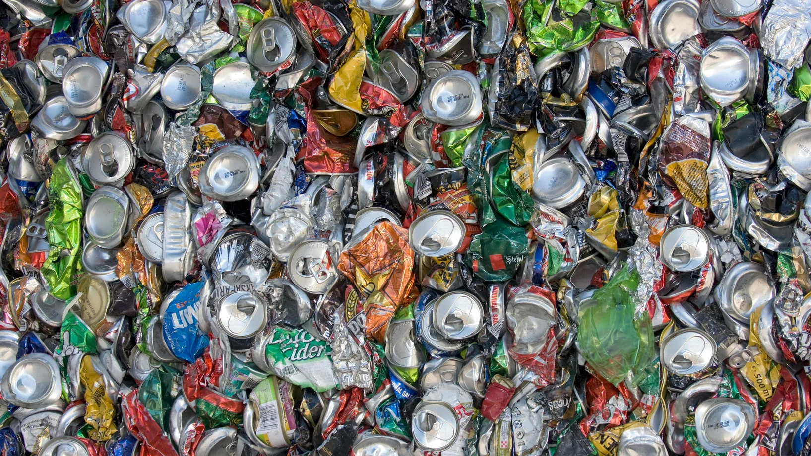 Smashed cans in close up shot