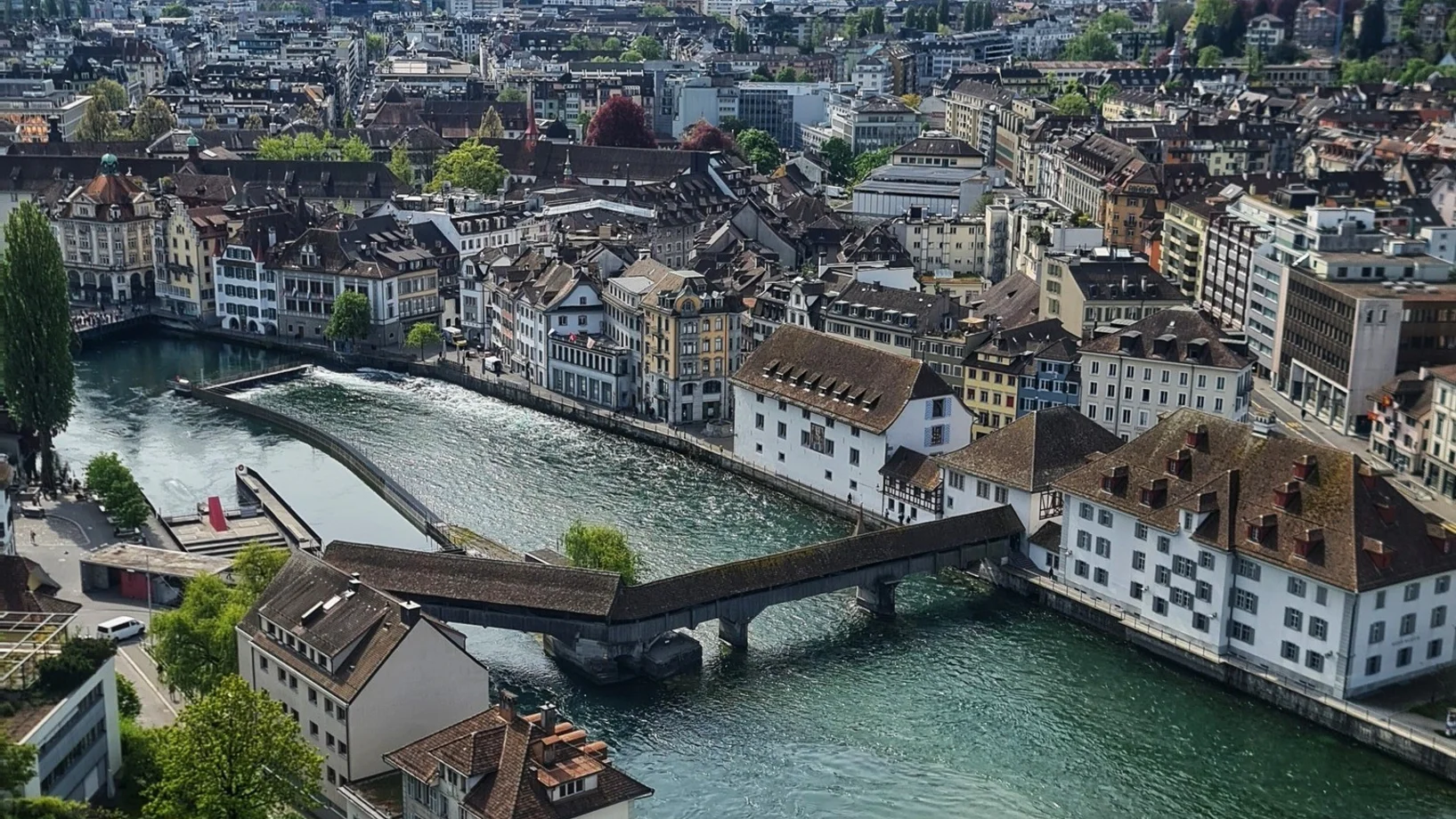 Aufnahme von Stadt Luzern mit Spreuerbrücke