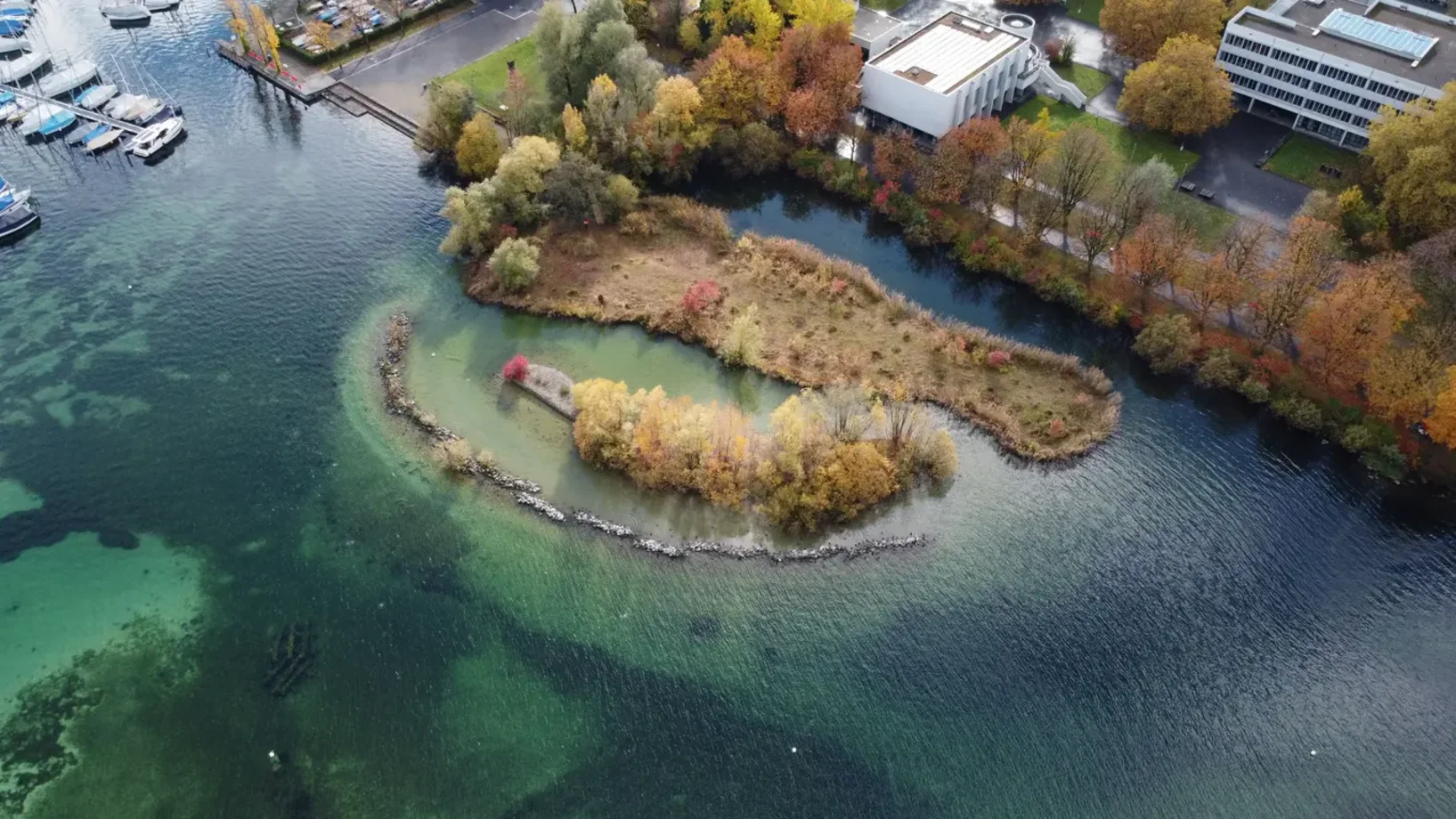 Brutinseln in der Stadt Luzern von der Vogelperspektive aus