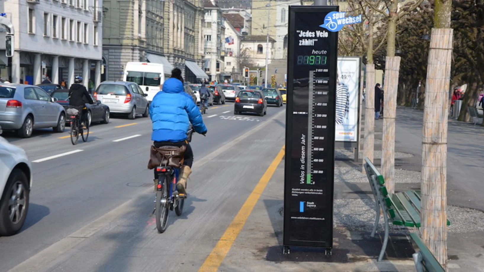 Velozählstation in der Stadt Luzern